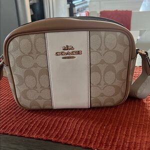 Coach Beige and White Crossbody Bag